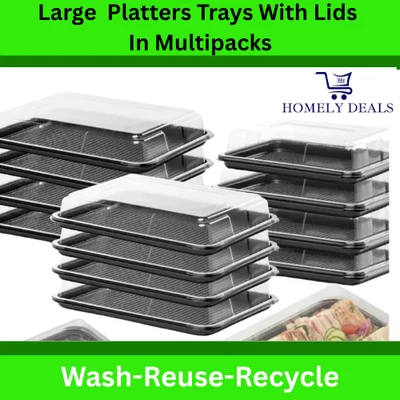 Large Sandwich Platters Trays With Lids Plastic For Party Food Catering Buffets
