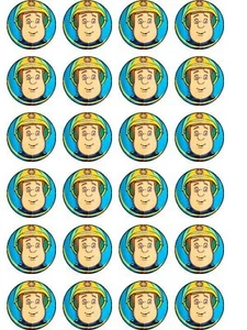 24 X FIREMAN SAM NOVELTY WAFER/RICE PAPER BIRTHDAY CAKE TOPPERS - Picture 1 of 1