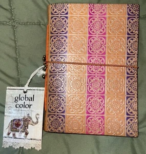WORLD TRAVELER HAND WOVEN BLANK JOURNAL INDIA RULED PAGES 8X6X1/2 GLOBAL COLOR - Picture 1 of 3