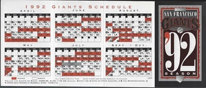 1992 San Francisco Giants Coca-Cola Unfolded Pocket Schedule - Bild 1 von 1