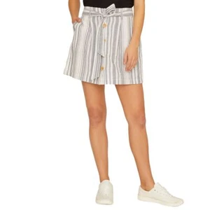 SANCTUARY NEW Women's White/blue Cotton Striped Paperbag A-Line Skirt L TEDO - Picture 1 of 1