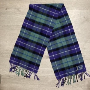 Highland Tartan Tweeds of Scotland Green & Blue Plaid Wool Scarf - Picture 1 of 4