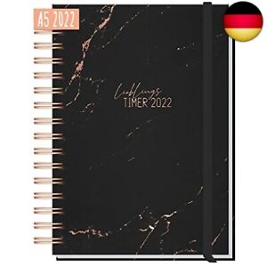 Kalender 2022 A5"Lieblingstimer" [Schwarzer Marmor] Terminplaner Ringbuch,