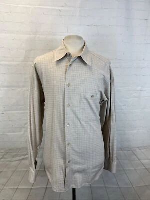 Camisa de vestir Ermenegildo Zegna beige a cuadros de algodón para hombre TALLA XL $495 Foto 1 de 4
