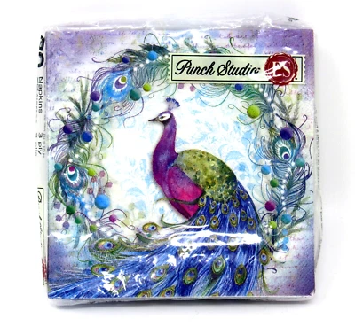 Punch Studio 20 servilletas de papel para bebidas corona de pavo real de 3 capas Navidad 53674 Foto 1 de 2