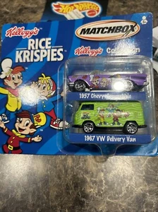 Matchbox 1/64 Rice Crispies 1957 Chevy Convertible and 1967 VW Delivery Van NRFB - Picture 1 of 8