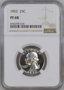 :1952-P S25C WASHINGTON-QUARTER NGC PF-68 (SEMI-CAMEO) LOW-POP R4 HIGHEST-GRADES - Picture 1 of 2