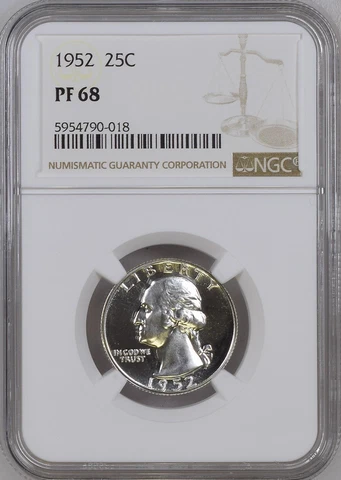1952-P S25C WASHINGTON-QUARTER NGC PF-68 (SEMI-CAMEO) LOW-POP R4 HIGHEST-GRADES Cover