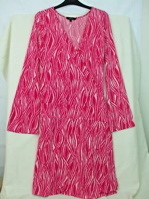 Express женщин размер L платье красный белый эластичной галстук надежном колена длины длинные рукава - Изображение 1 из 4