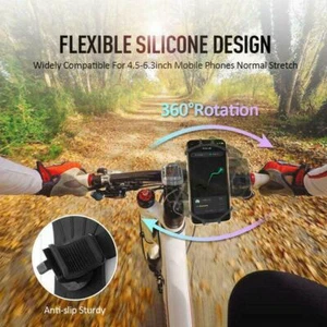 360°Mobile Phone Holder Silicone For Bicycle Motorcycle Shockproof Bracket~ .... - Zdjęcie 1 z 7