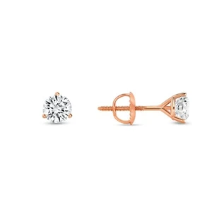 1/2 Ct Round Lab Created Grown Diamond Earrings 14K Rose Gold F/VS Martini Screw - Picture 1 of 4