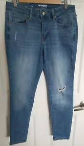 Pantalones de mezclilla para mujer Sonoma, talla 8R, ajustados, lavados medios, elásticos, de altura media, angustiados - Imagen 1 de 9