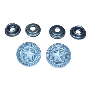 Harley Davidson Motor Cycles Replacement Star Metal Buttons Logo Silver Set Of 2 - Picture 1 of 2