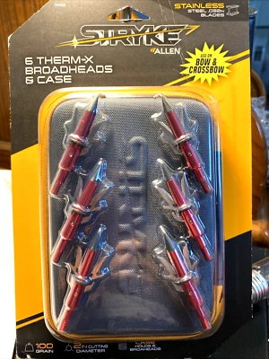 Allen Stryke Therm-X Cabezales Anchos Expandibles, 100 Granos, Paquete de 6, Rojo/Negro con Estuche Foto 1 de 2