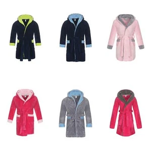 souspy Kinder Jungen Mädchen Fleece Bademantel Kapuze Gürtel 122/128 bis 158/164 - Bild 1 von 17