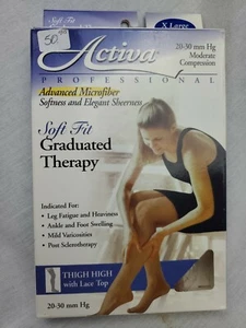 FLA Activa Soft Fit Graduated Therapy Thigh High w/ lace Top 20-30 mm Hg - Picture 1 of 3