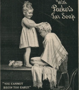 1904 Packers Soap Sister Standing on Table Washing Brothers Hair PAPER AD C808 - Imagen 1 de 2