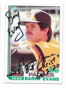 BARRY EVANS 1982 TOPPS AUTOGRAPHED SIGNED # 541 SAN DIEGO PADRES
