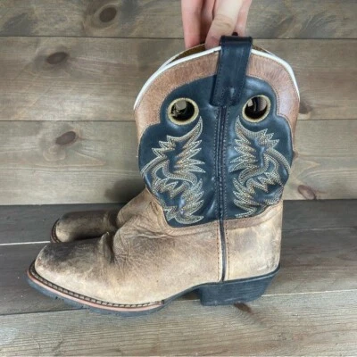 dan post rascal kids youth size 6 shoes brown leather western cowboy boots - Image 1 of 4