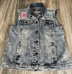 SUZANNE BETRO WOMENS SLEEVELESS BUTTON UP FLOWER EMBELLISHED VEST SIZE SEE PIC - Picture 1 of 5