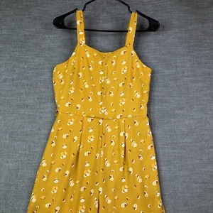 New! Blue Rain Jumpsuit Womens M Mustard Floral Wide Leg Flowy Tank Francesca's - Picture 1 of 15
