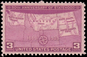 US Stamp #858 - 1939 3¢ 50th Anniversary of Statehood, EzGrade™ VG/F, MNH, OG - Bild 1 von 3