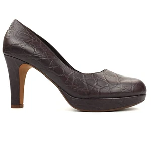 Clarks Court Heels Purple Leather Size 7 E Wide - Picture 1 of 13