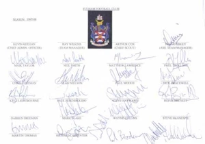 Fulham FC - Hoja de equipo firmada - Certificado de autenticidad (14452) - Imagen 1 de 1