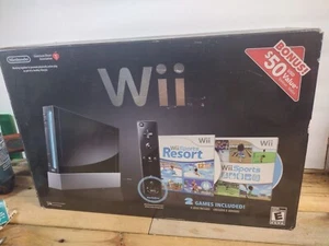 Original Zubehör Hersteller Offizielle Nintendo Wii Konsole Schwarz LEERKARTON. Mit Einlagen & Papieren - Bild 1 von 5
