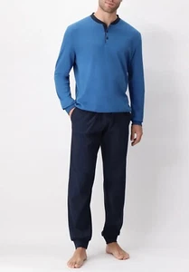 Perofil Herren Pyjama lang Manschetten Seraphine mit Knöpfen warm Baumwolle Winter - Bild 1 von 4