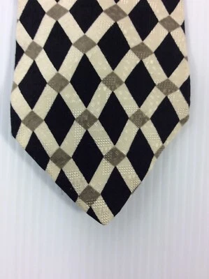Feraud 男式领带 3.5 英寸 W x L 57 真丝黑色白色银色灰褐色抽象 — 第 1/4 张图片