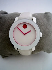 MOVADO WATCH BOLD WOMENS 3600176 STAINLESS STEEL LEATHER PINK SWISS GENUINE - Picture 1 of 9