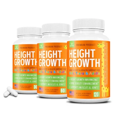 Height Growth Supplement, Bone Density & Health Support,30/80/120 Capsules - Imagen 1 de 4