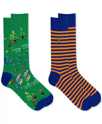Paquete de 2 calcetines Bearwaiian verde Polo Ralph Lauren para hombre nuevos con etiquetas envío gratuito Foto 1 de 4