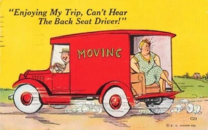 Kein Rücksitzfahrer, Ehepaar Comic Humor, Vintage Postkarte - Bild 1 von 2