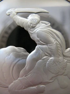 1.3-OZ .925 SILVER COIN SISTINE CHAPEL DAVID-GOLIATH GENIUS OF MICHELANGELO+GOLD - Picture 1 of 12