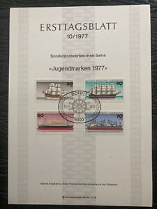 Deutschland 1977 Ersttagsblatt Satz Jugend Schiffe