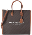 Michael Kors Mirella Large Tote Crossbody Bag Brown Mk Signature