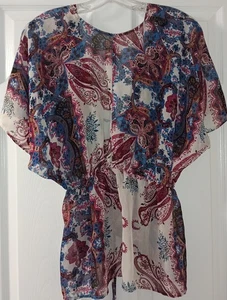 Studio Y Women's Sheer Tie Waist Floral Blouse Size XS - Picture 1 of 4