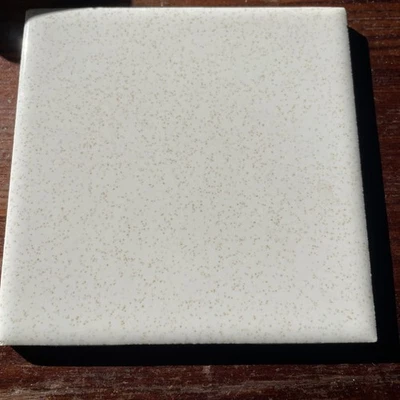 1 Wall Tile USA 4-3/8" Vintage Gloss Brown Speckled Oatmeal - Image 1 of 4