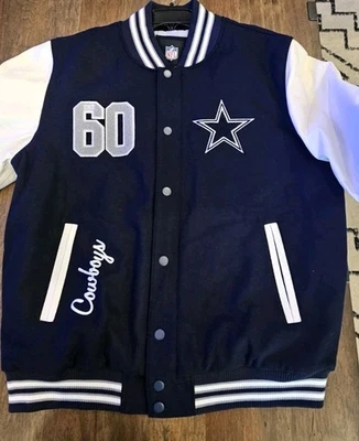 Dallas Cowboys NFL Equipo Ropa Glll Varsity Bomber Chaqueta Para Hombres Grande Precio de venta sugerido por el fabricante $400 Foto 1 de 4