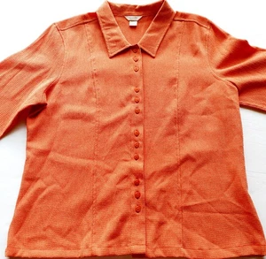 Christopher & Banks Damen Button Down Hemd Orange 3/4 Ärmel Large - Bild 1 von 12