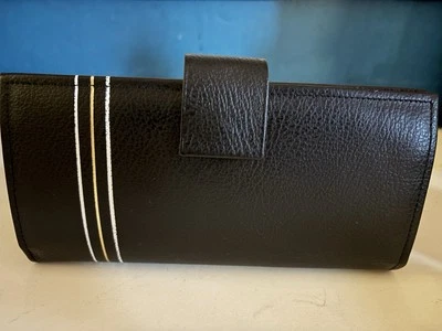 Cartera de cuero de vaca genuina negra vintage Sequoia para mujer con compartimentos  Foto 1 de 4