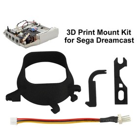 Cooling Fan 3D Print Mount Mod Kit w/ Latch & Cable Adapter for SEGA Dreamcast