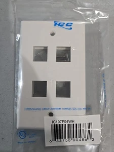 Keystone Wandplatte Klinkeneinsatz RJ45 CAT5e CAT6 weiß Abdeckplatte IC107F04WH - Bild 1 von 3