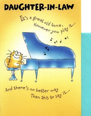 Happy Birthday Daughter-In-Law Baby Grand Piano Pianist Tabby Greeting Card - Image 1 of 3
