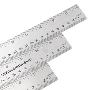 3pcs Cork Back Metal Ruler Non Slip Straight Edge Measuring Device Tool⊹ - Picture 1 of 12