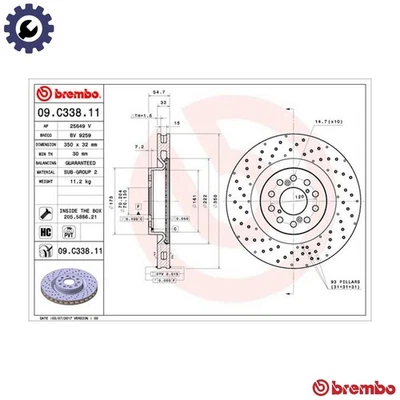 2x BRAKE DISC 09.C338.11 FOR HONDA CIVIC/X/Hatchback/IX K20C1 2.0L 4cyl - Image 1 of 4