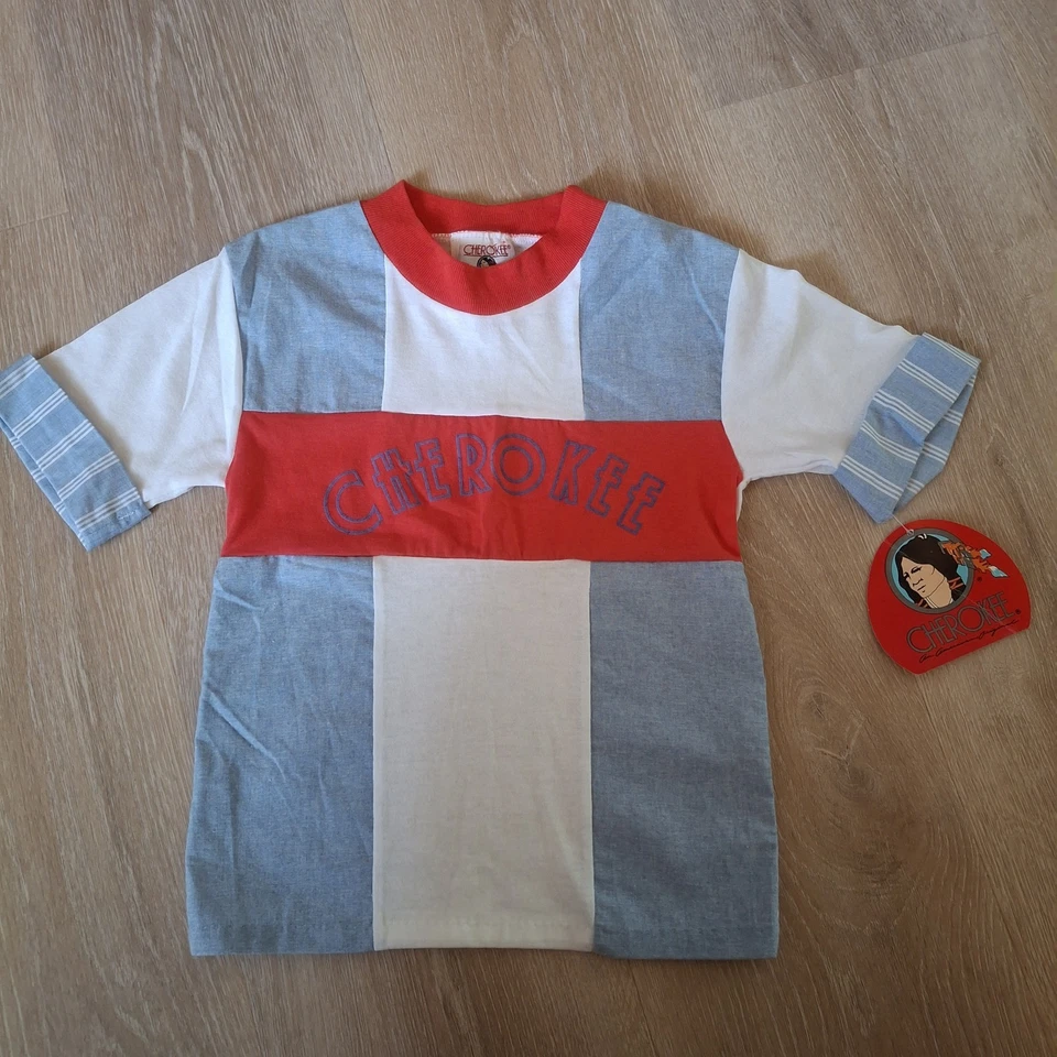 Vintage Kids Cherokee Shirt NWT Short Sleeve Size 7 Native American Made In USA - Image 1 of 4