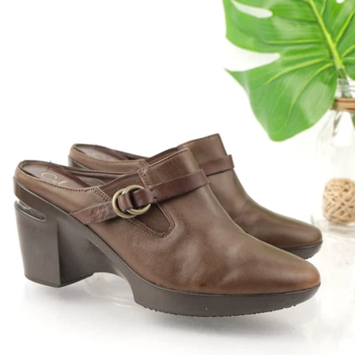 Cole Haan Mujer Air Shelly Mule Talla 8.5 Cuero Marrón Tacón de Cuña Plataforma Zapato Foto 1 de 4